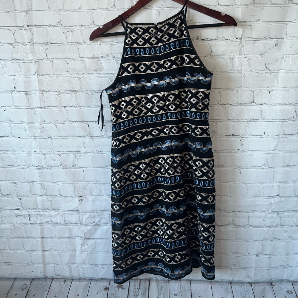 white house black market dark blue & white sleeveless dress size 00 - Picture 8 of 10